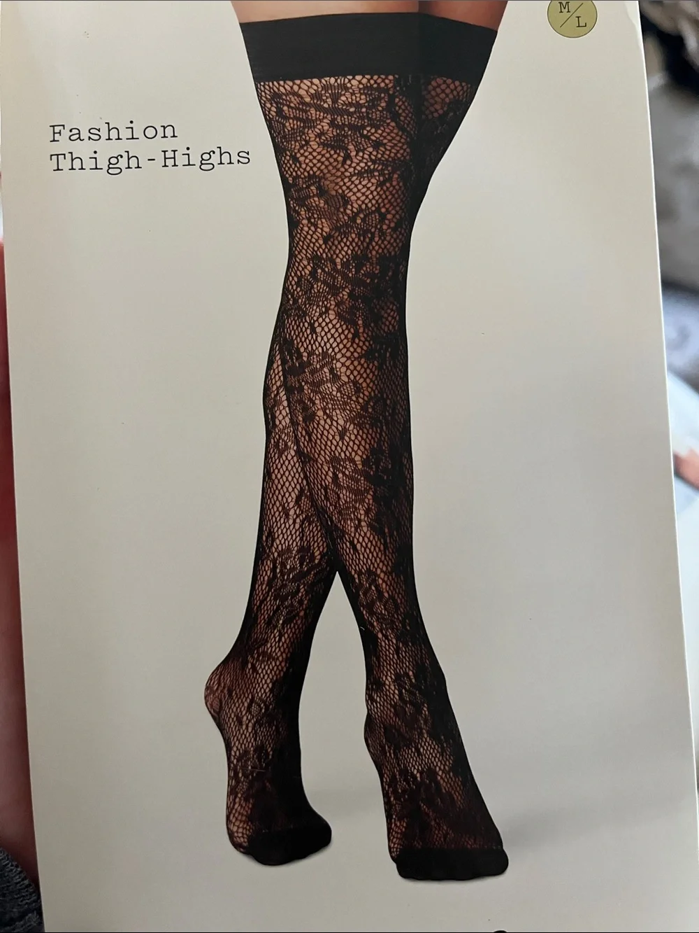 a new day Black Floral Lace Thigh-High Stockings